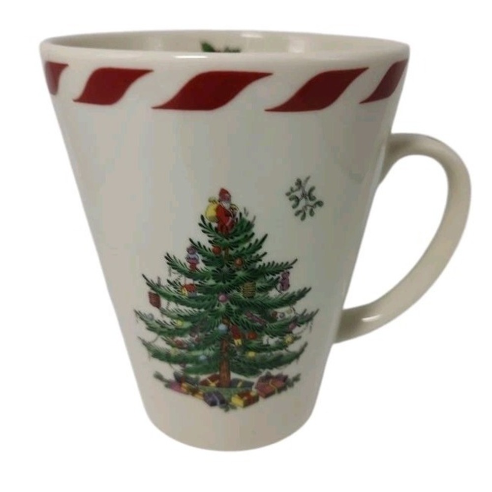 Spode Christmas Tree‎ Mug Peppermint Red Stripe Fourteen Ounce Holiday Cup